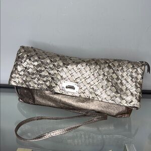 Elliott Lucca Metallic Woven Shoulder Bag EUC